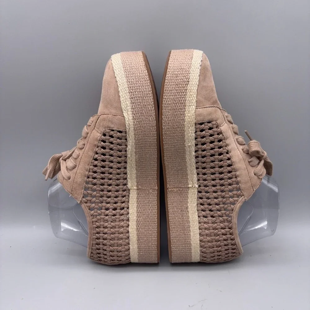 Vince Camuto Platform Sneakers Womens 7.5 Tan Woven Suede Espadrille Casual Boho